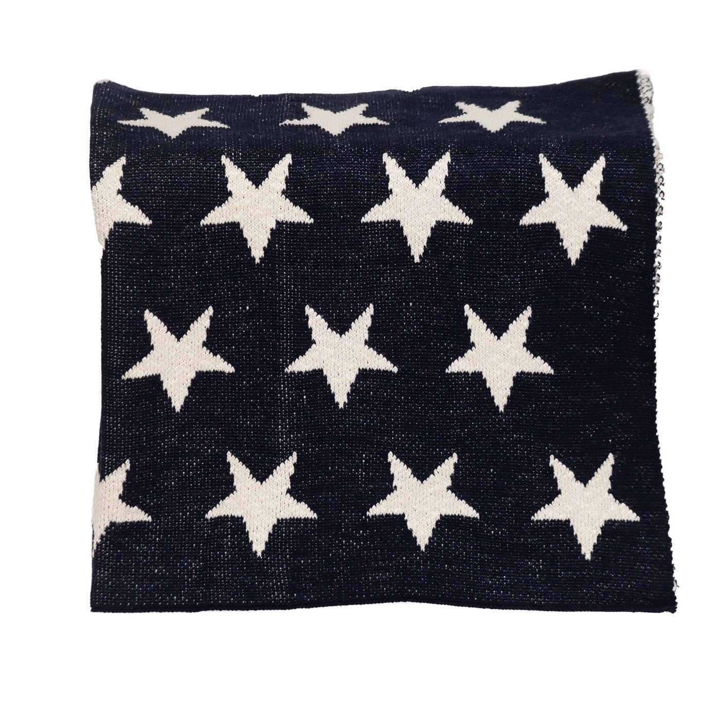 Navy Blue And White Stars Knitted Baby Blanket-2