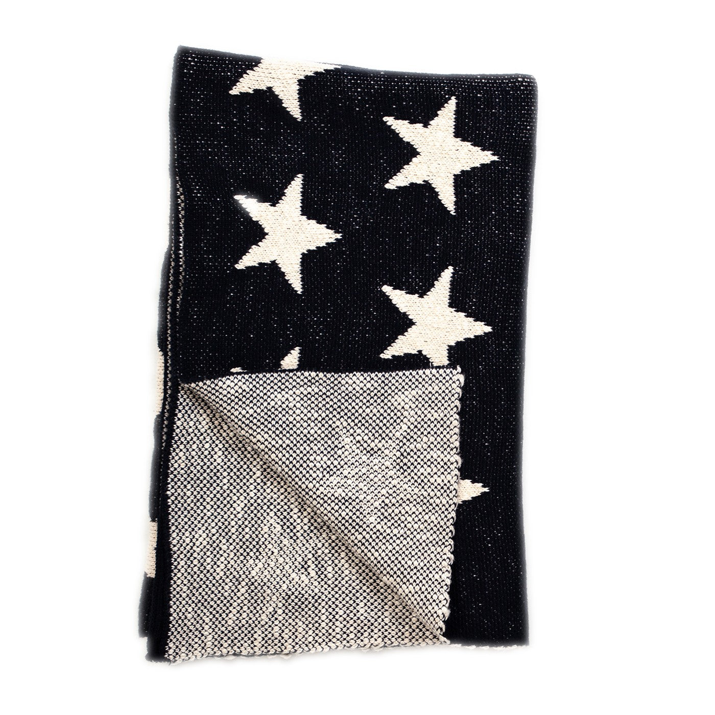 Navy Blue And White Stars Knitted Baby Blanket-3