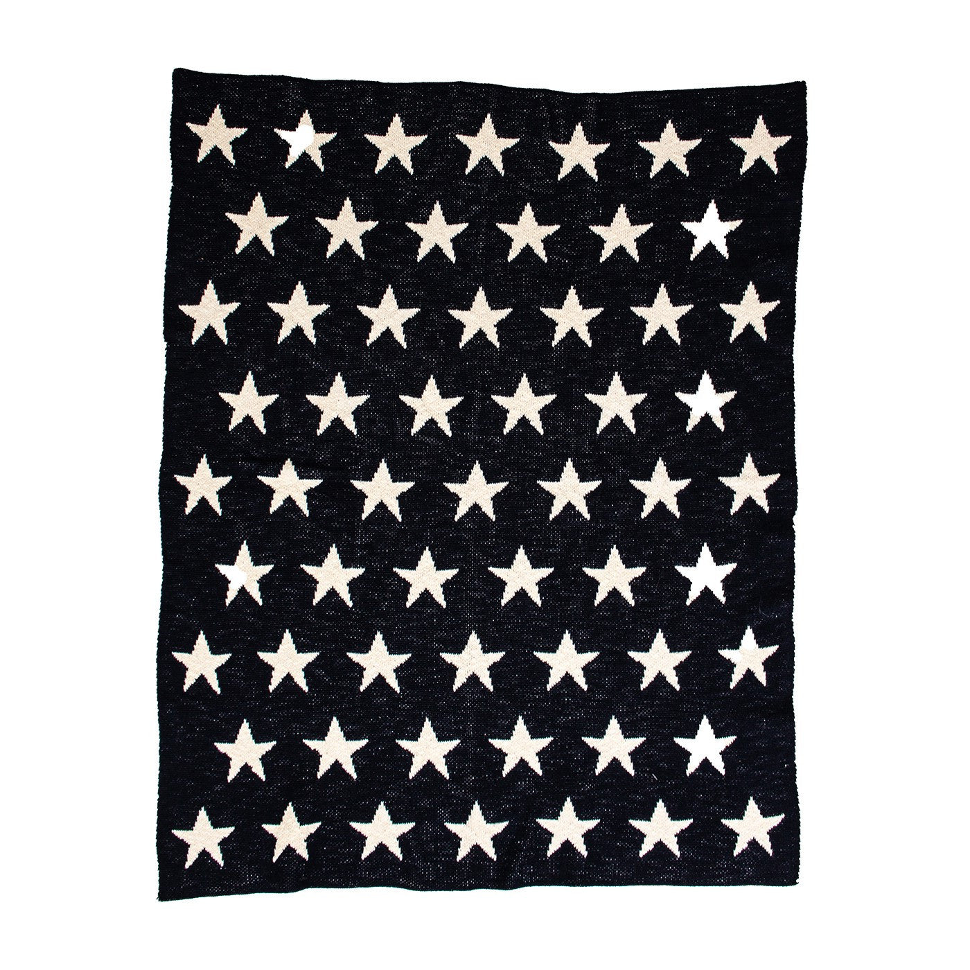 Navy Blue And White Stars Knitted Baby Blanket-4
