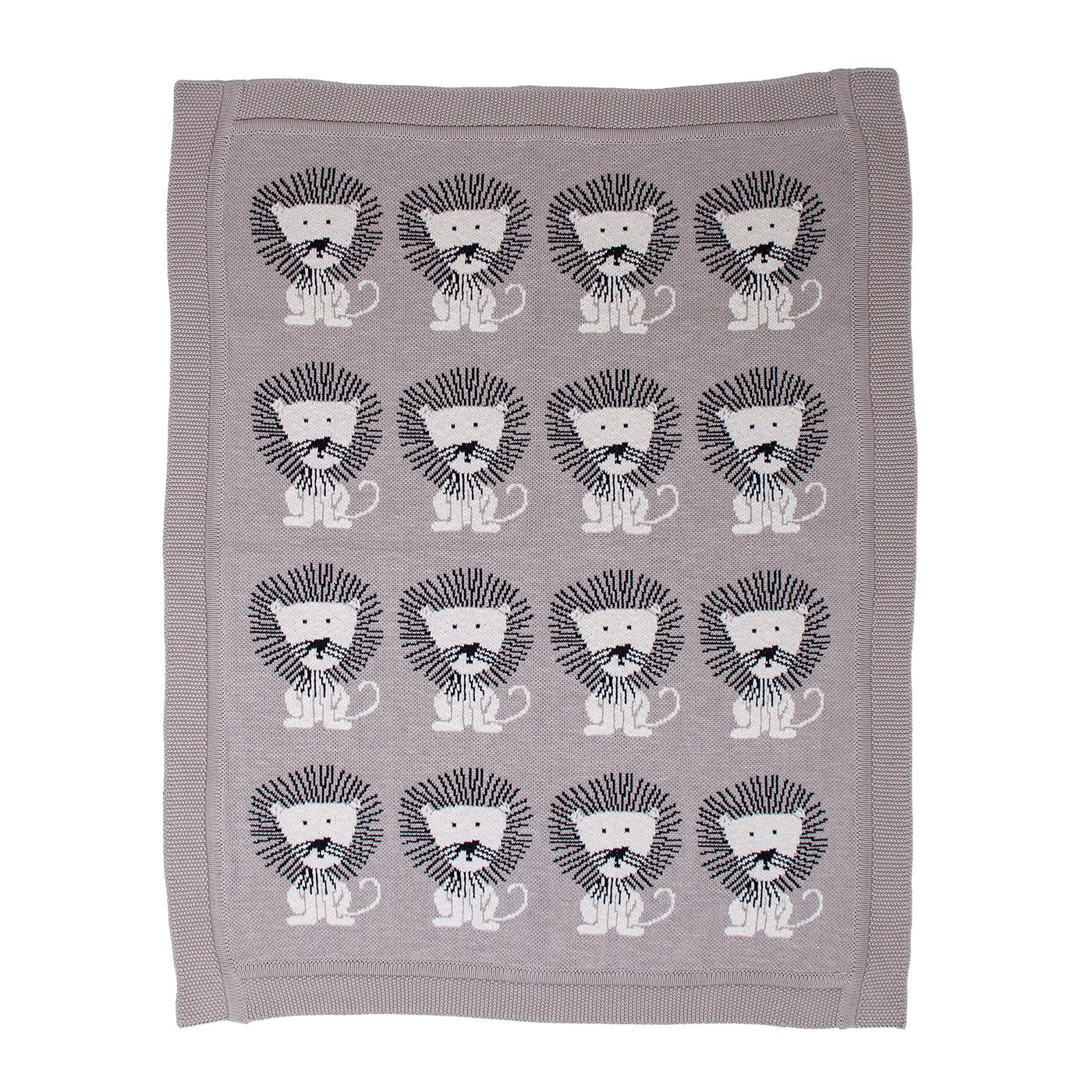 Grey Lots Of Lions Woven Knitted Baby Blanket-0