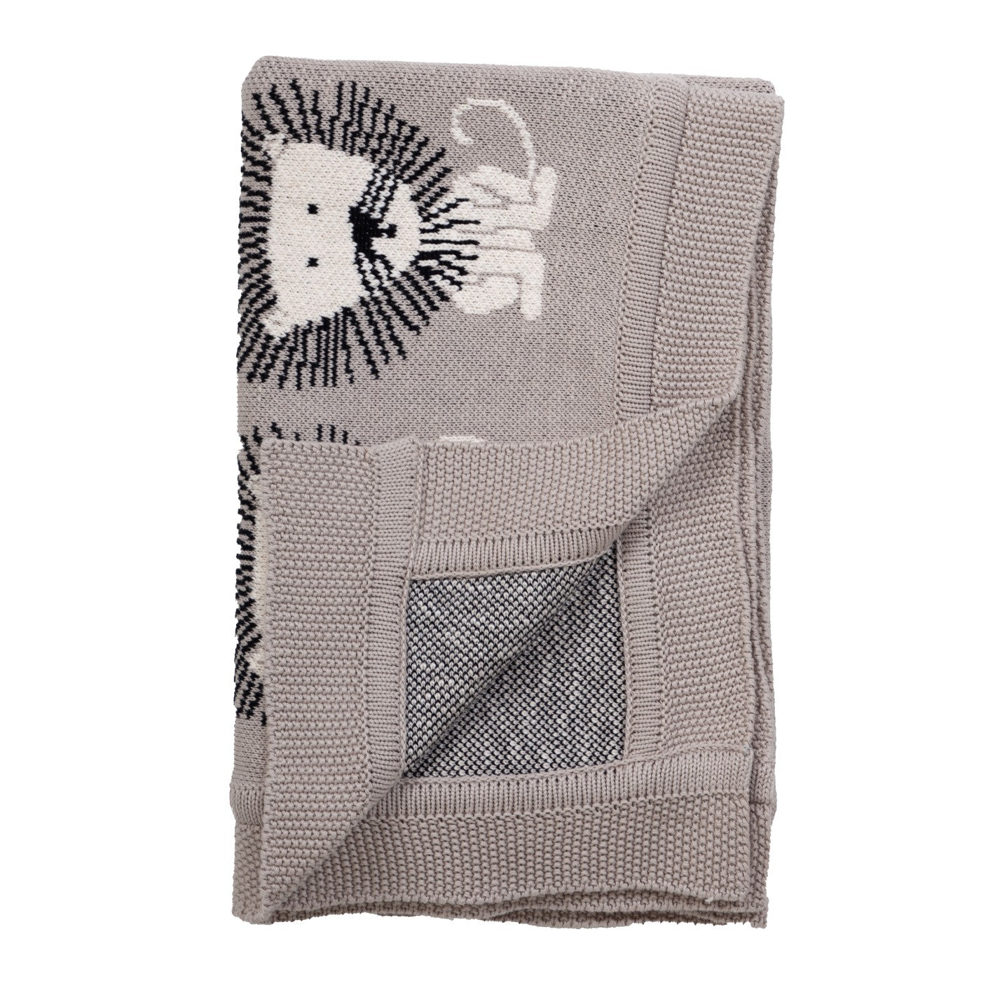 Grey Lots Of Lions Woven Knitted Baby Blanket-3