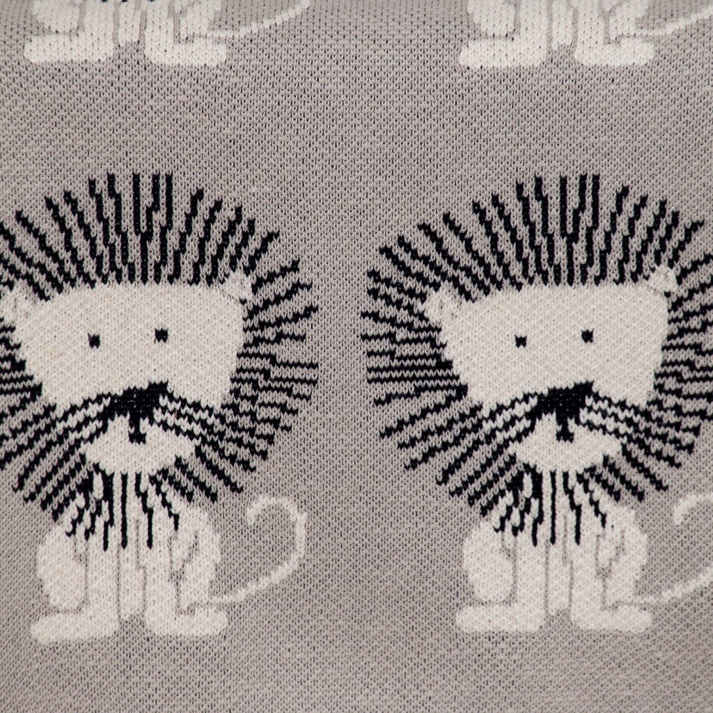 Grey Lots Of Lions Woven Knitted Baby Blanket-6