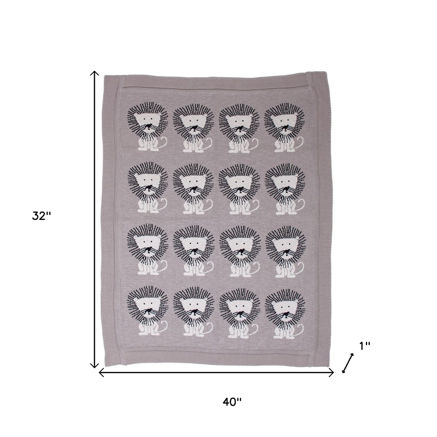 Grey Lots Of Lions Woven Knitted Baby Blanket-8