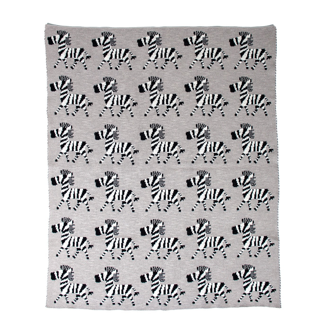 Grey Lots Of Zebras Woven Knitted Baby Blanket-1
