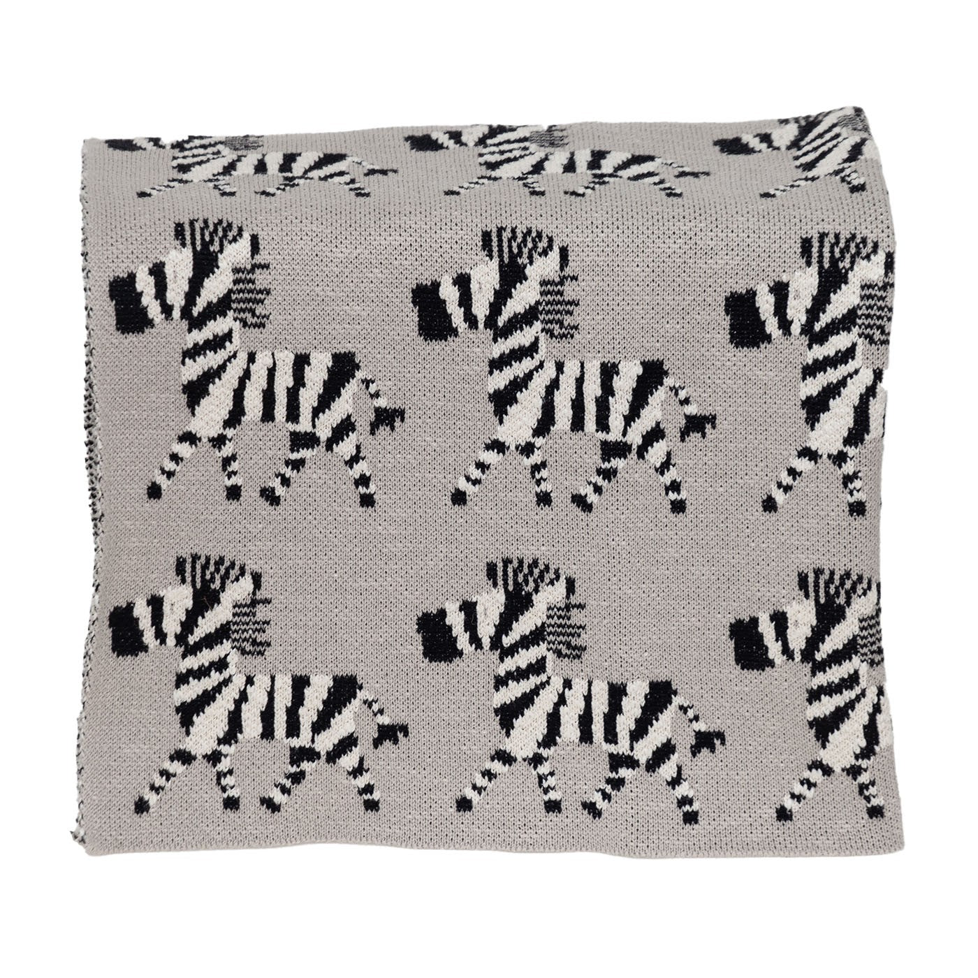 Grey Lots Of Zebras Woven Knitted Baby Blanket-2