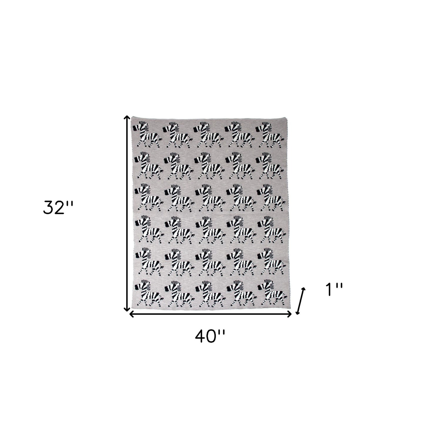 Grey Lots Of Zebras Woven Knitted Baby Blanket-8
