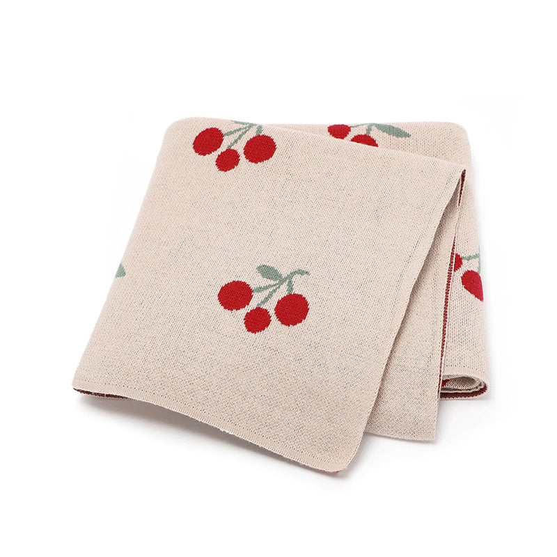 Knitted Cute And Sweet Cherry Soft Baby Blanket, Perfect For Newborn Boys And Girls-1