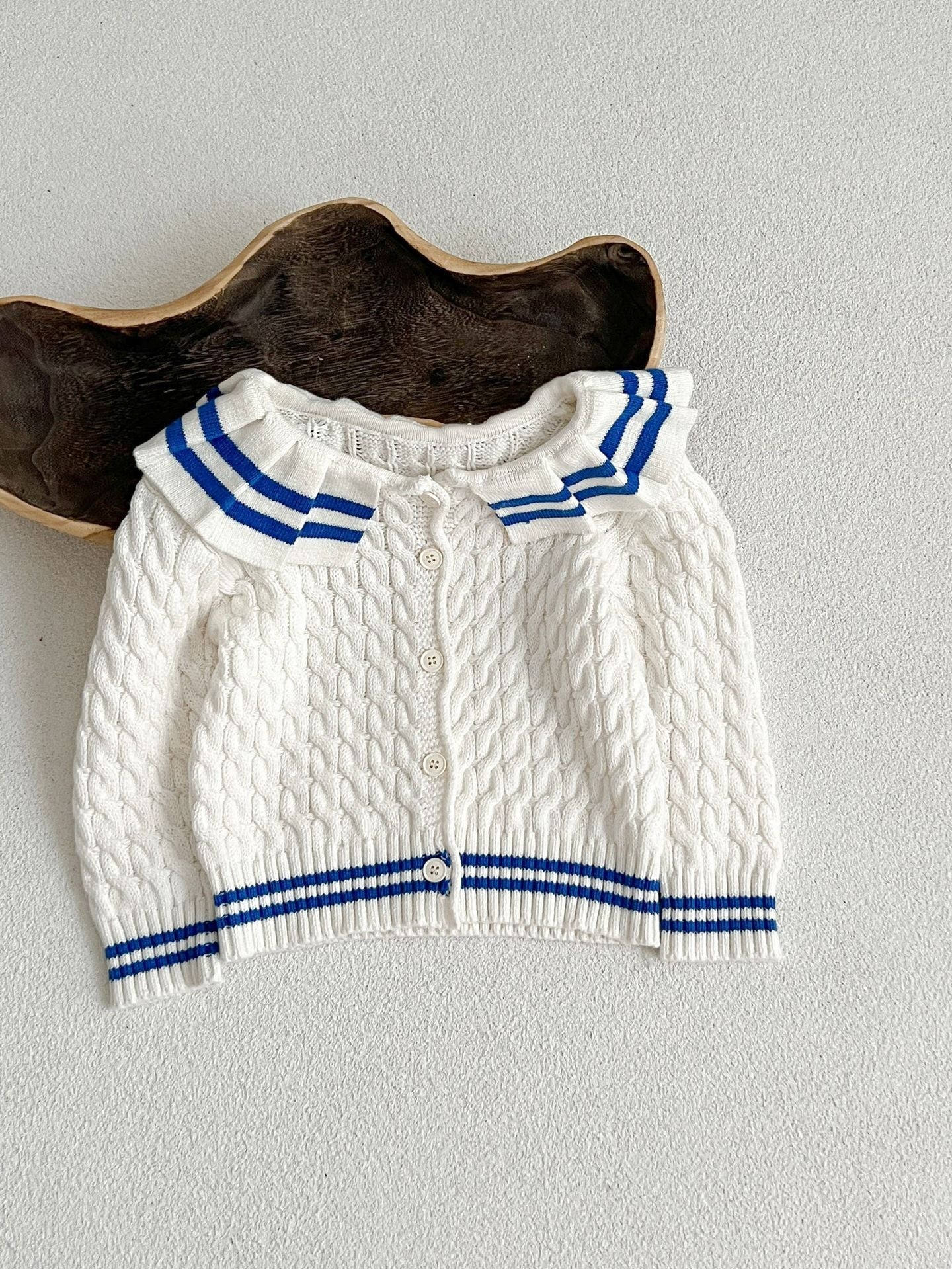 Sailor Style Striped Pattern Single Breasted Cardigan-3