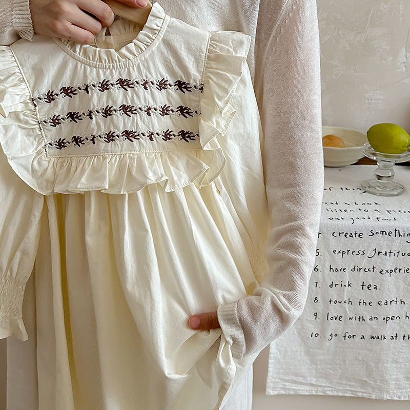 Spring and Autumn Vintage Embroidered Pattern Long-sleeved Dress for Stylish Girls-2