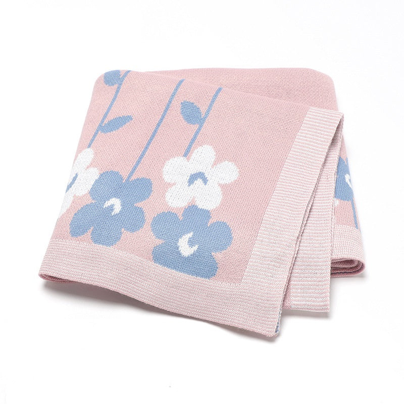 Knitted Beautiful Flower Soft Baby Blanket, Perfect For Newborn Boys And Girls-2