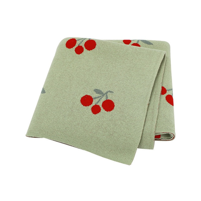 Knitted Cute And Sweet Cherry Soft Baby Blanket, Perfect For Newborn Boys And Girls-3