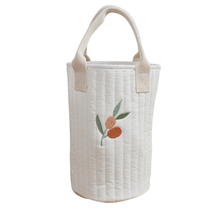 Baby Embroidered Pattern Baby Bottle Storage Mommy Handbag With Compartment-9