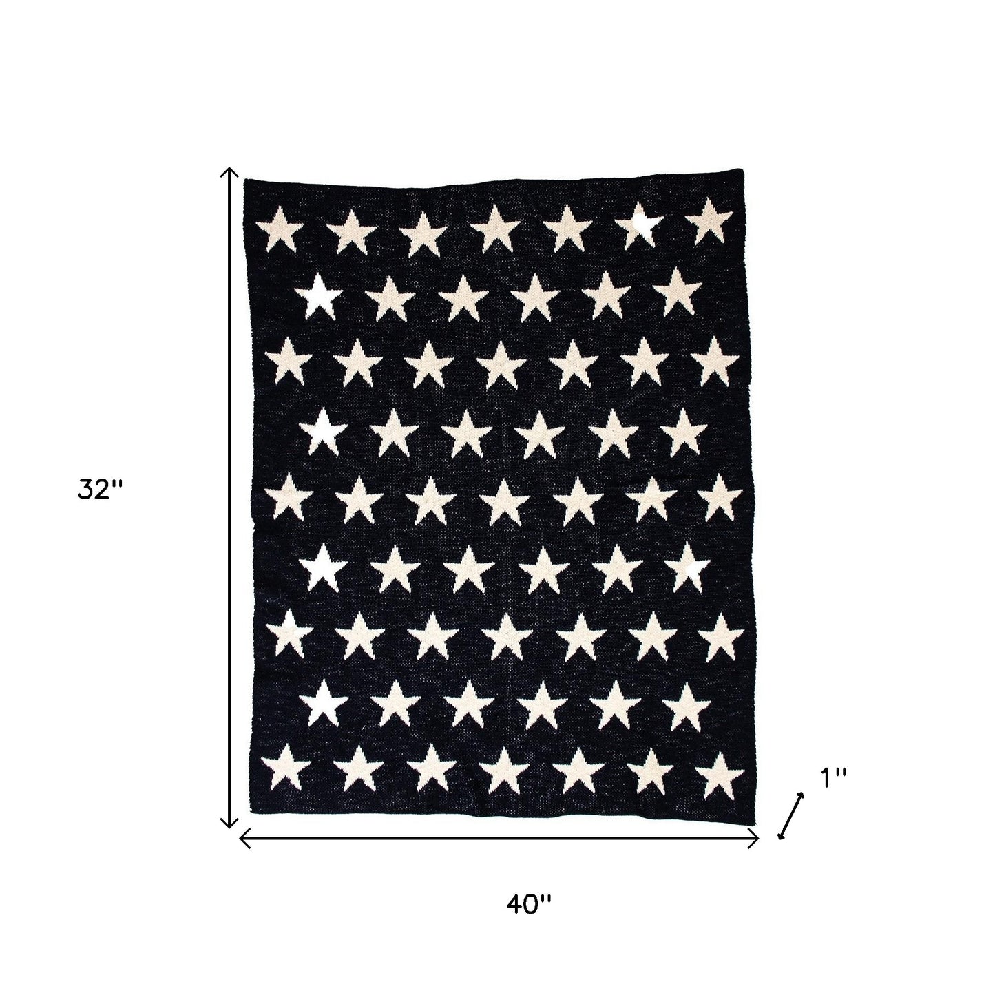 Navy Blue And White Stars Knitted Baby Blanket-8
