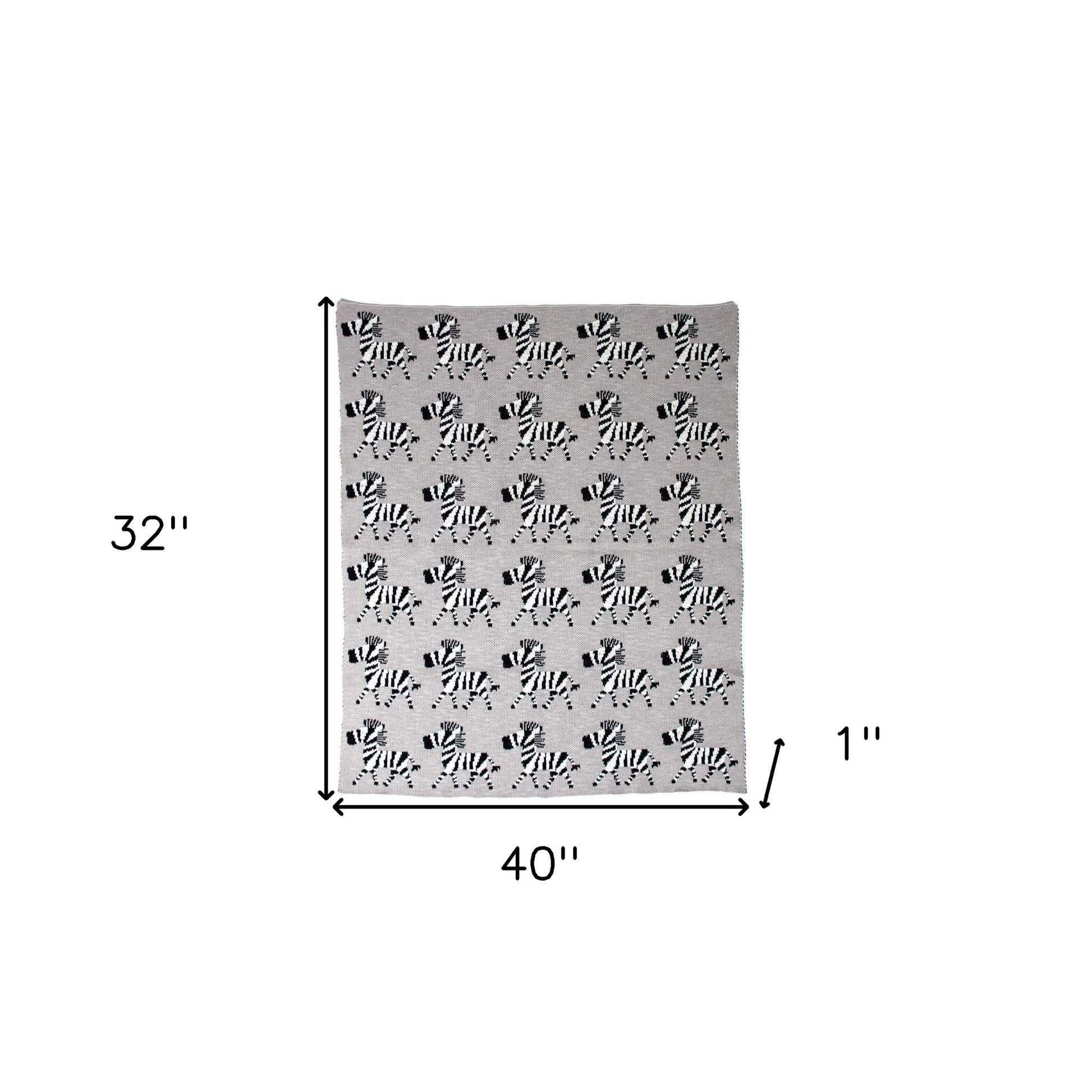 Grey Lots Of Zebras Woven Knitted Baby Blanket-8