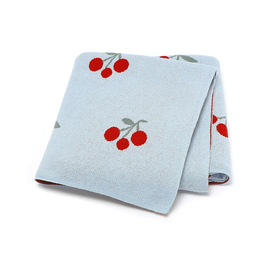 Knitted Cute And Sweet Cherry Soft Baby Blanket, Perfect For Newborn Boys And Girls-0