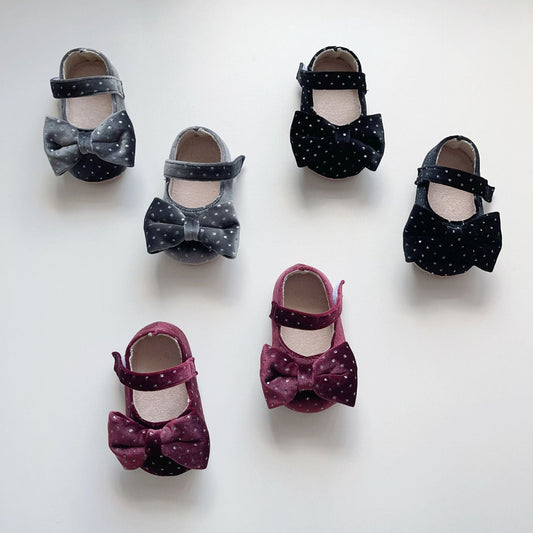 Autumn Baby Girl Vintage Design Dots Pattern Toddler Soft-Sole Anti-slip Walking Shoes-0