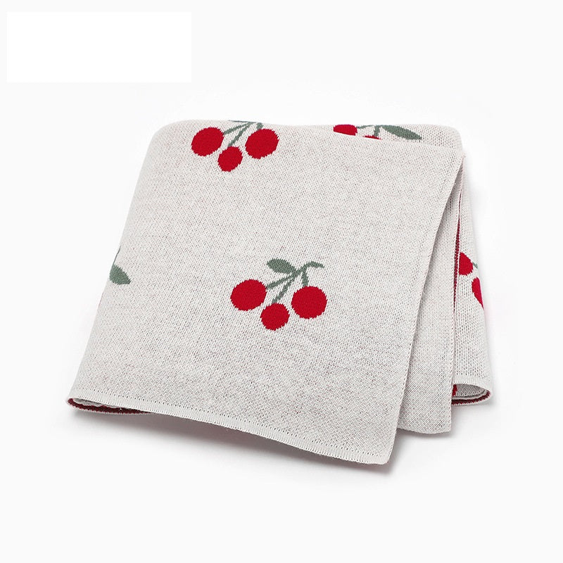 Knitted Cute And Sweet Cherry Soft Baby Blanket, Perfect For Newborn Boys And Girls-2