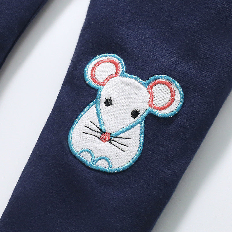 Spring and Autumn Girls Animals Cartoon Pattern Long Sleeves Pullover and Pants Clothing Set-3
