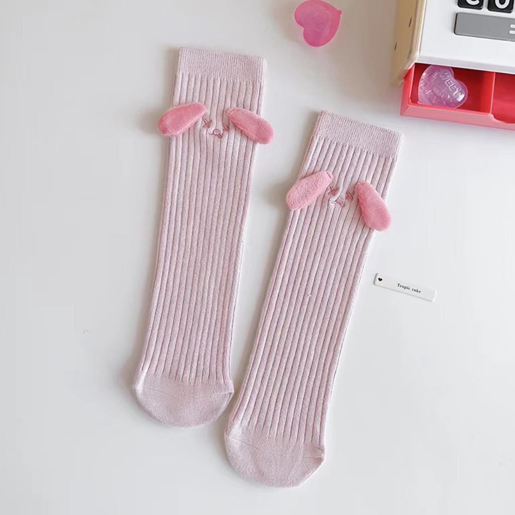 Baby Girls Kids Mommy And Me Dog-Ears Design Comfortable Knee-High Socks-3