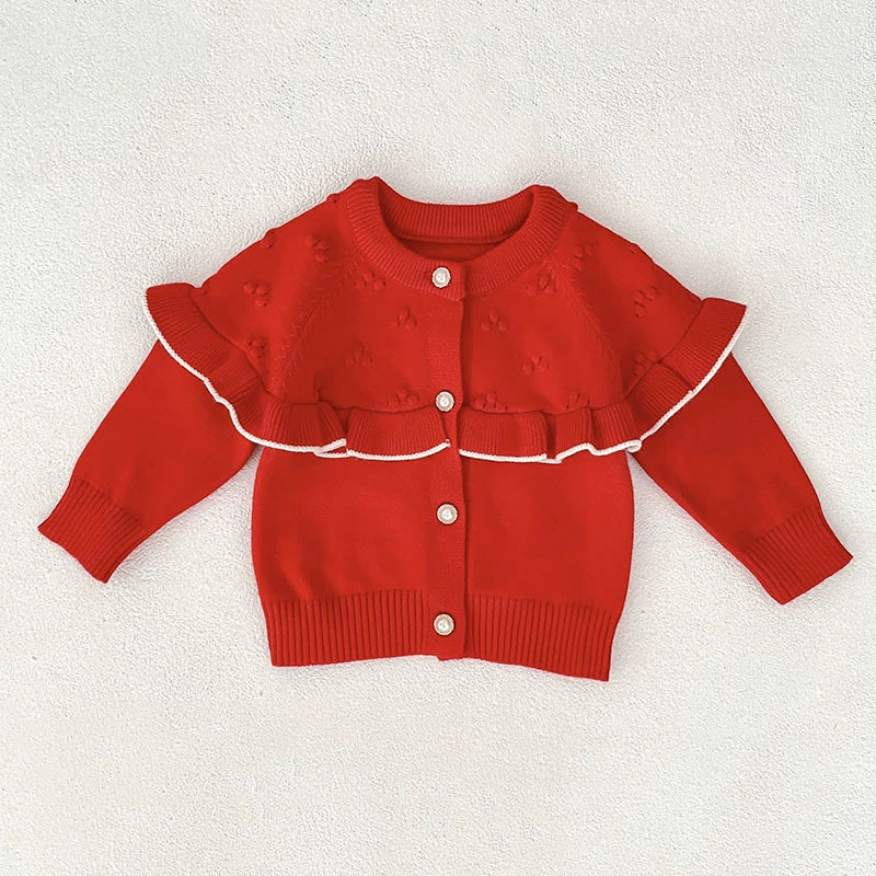Autumn Arrival Baby Girls Comfortable Knitted Long Sleeves Cardigan-2