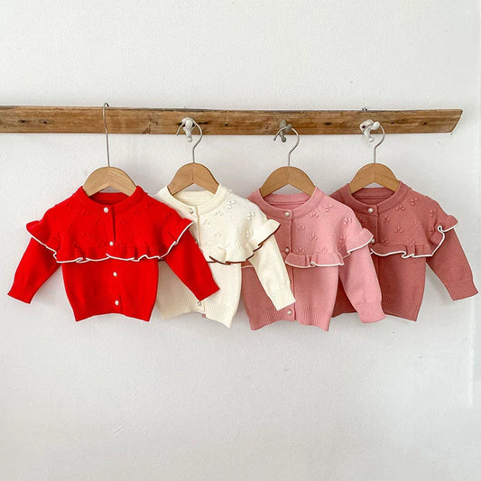 Autumn Arrival Baby Girls Comfortable Knitted Long Sleeves Cardigan-0