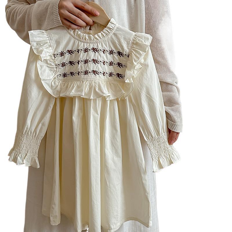 Spring and Autumn Vintage Embroidered Pattern Long-sleeved Dress for Stylish Girls-4