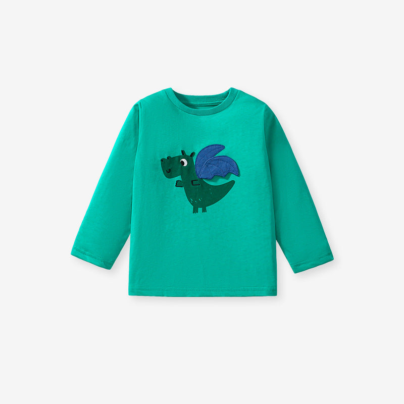 Arrival Autumn Kids’ Long Sleeves Little Dragon Pattern T-Shirt In European And American Style For Summer-1